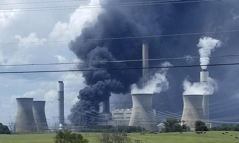 Large Fire Reported at Plant Bowen in Cartersville