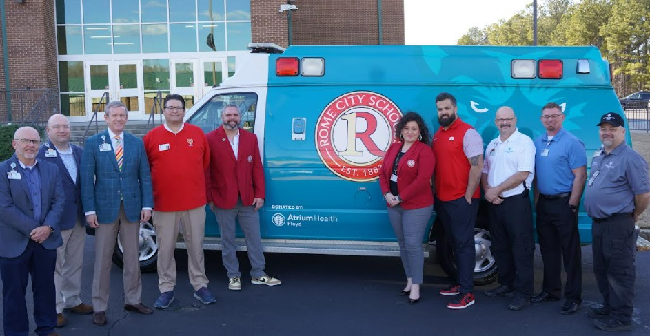 Atrium Health Floyd Donates Ambulance to Rome High School Academy College and Career